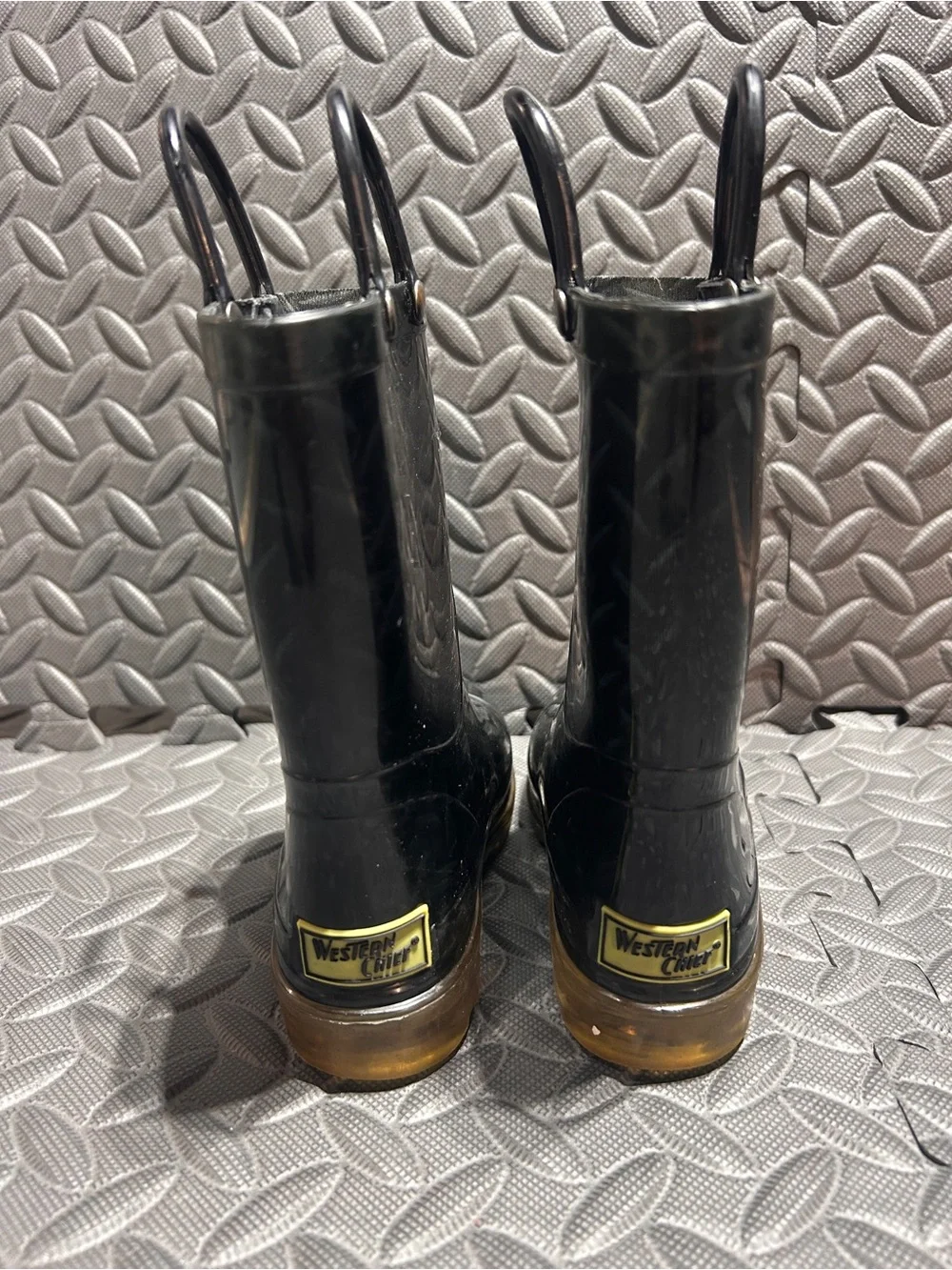 Western Chief Kids Black Fire Department Light Up Rain Boots